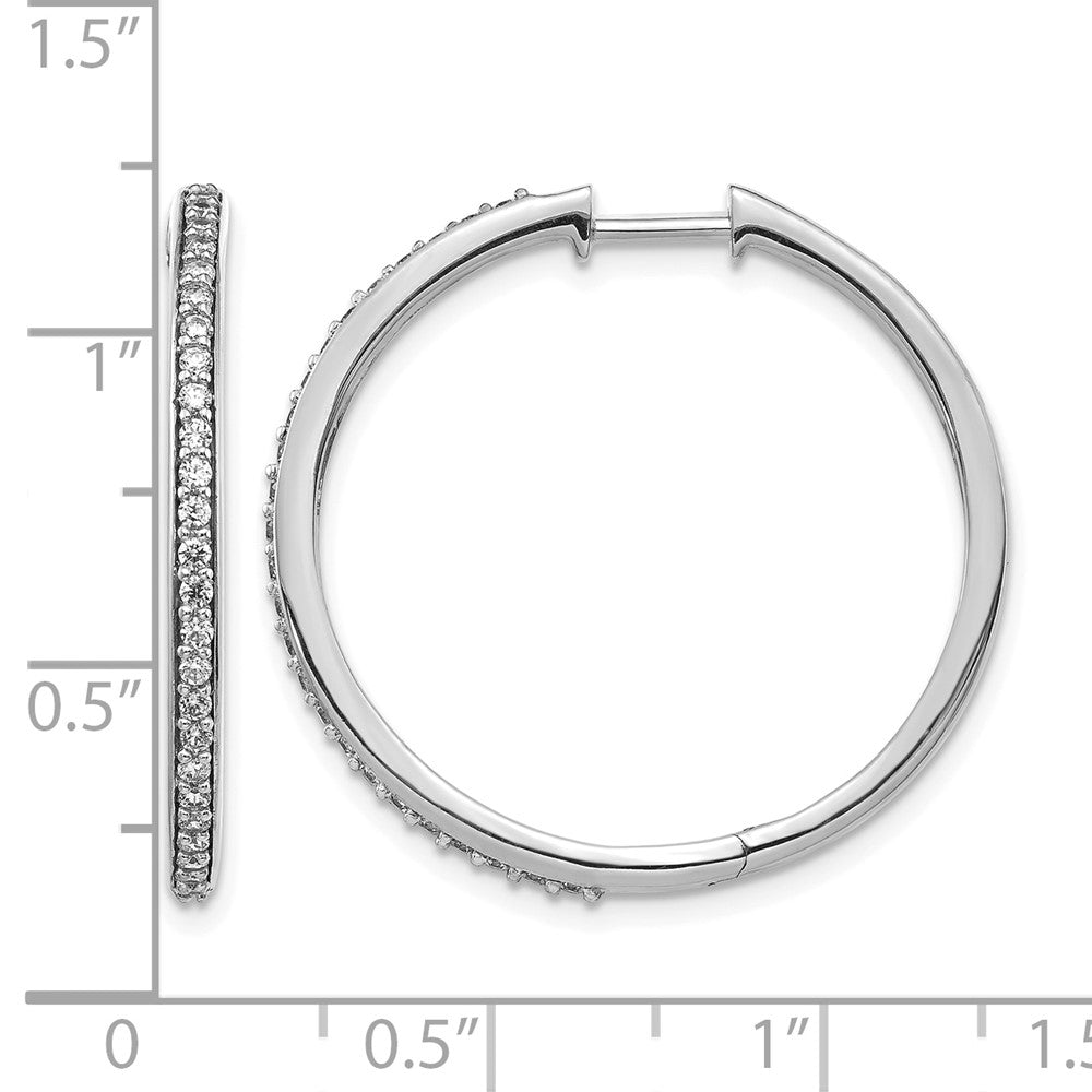 14k White Gold Diamond Hinged Hoop Earrings