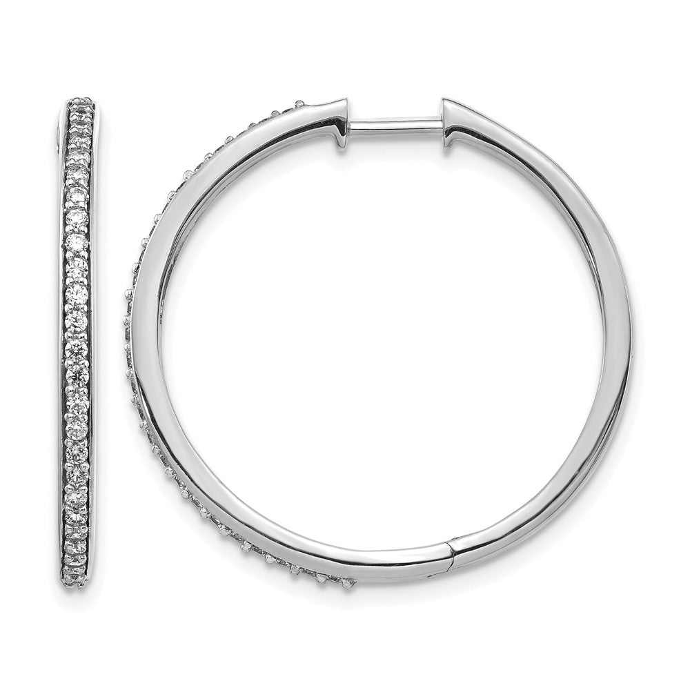 14k White Gold Diamond Hinged Hoop Earrings
