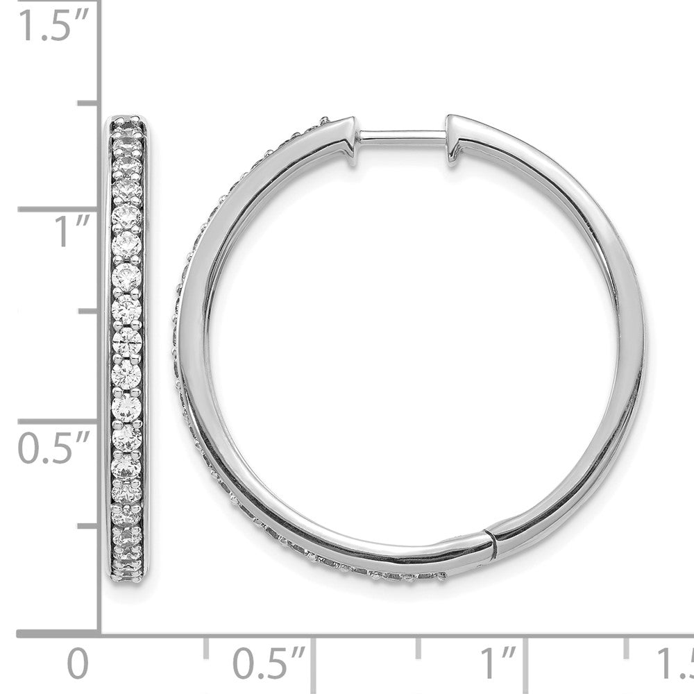 14k White Gold Diamond Hinged Hoop Earrings