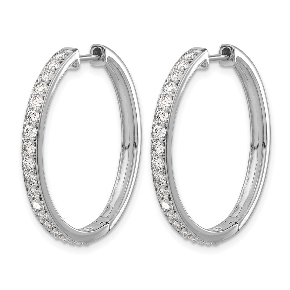 14k White Gold Diamond Hinged Hoop Earrings