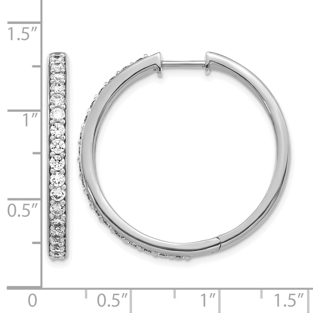 14k White Gold Diamond Hinged Hoop Earrings