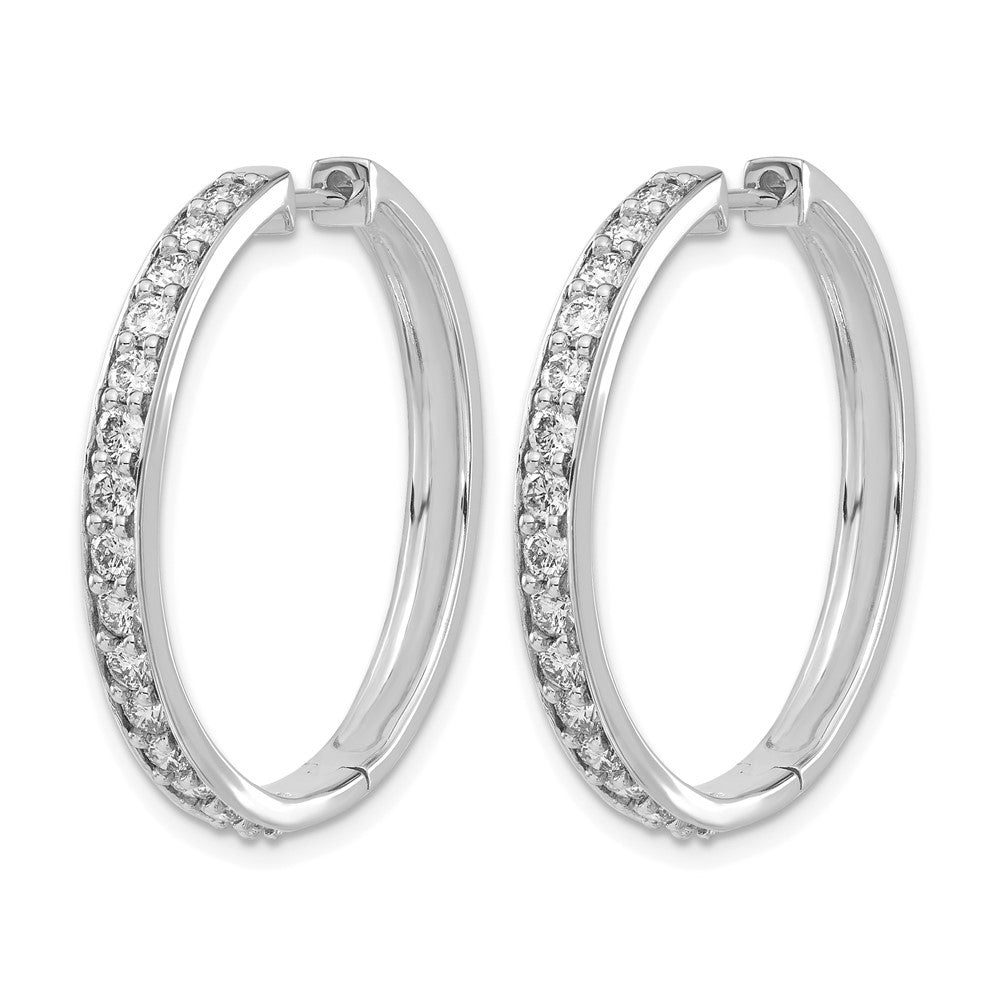 14k White Gold Diamond Hinged Hoop Earrings