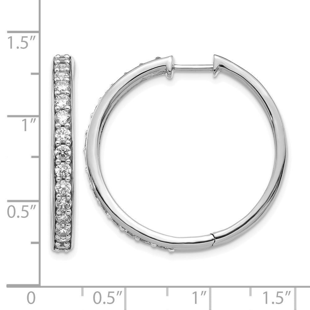 14k White Gold Diamond Hinged Hoop Earrings