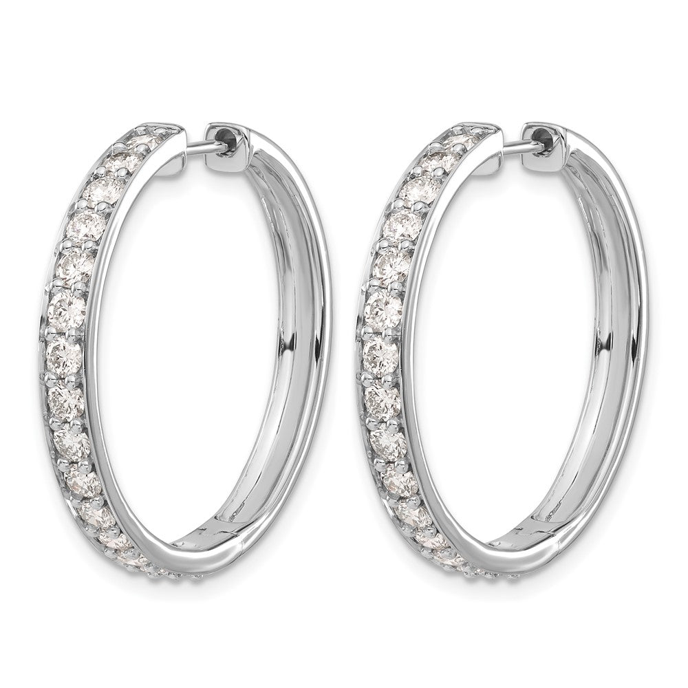 14k White Gold Diamond Hinged Hoop Earrings