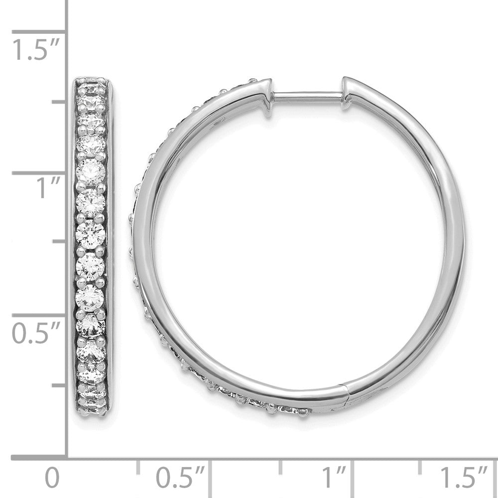 14k White Gold Diamond Hinged Hoop Earrings