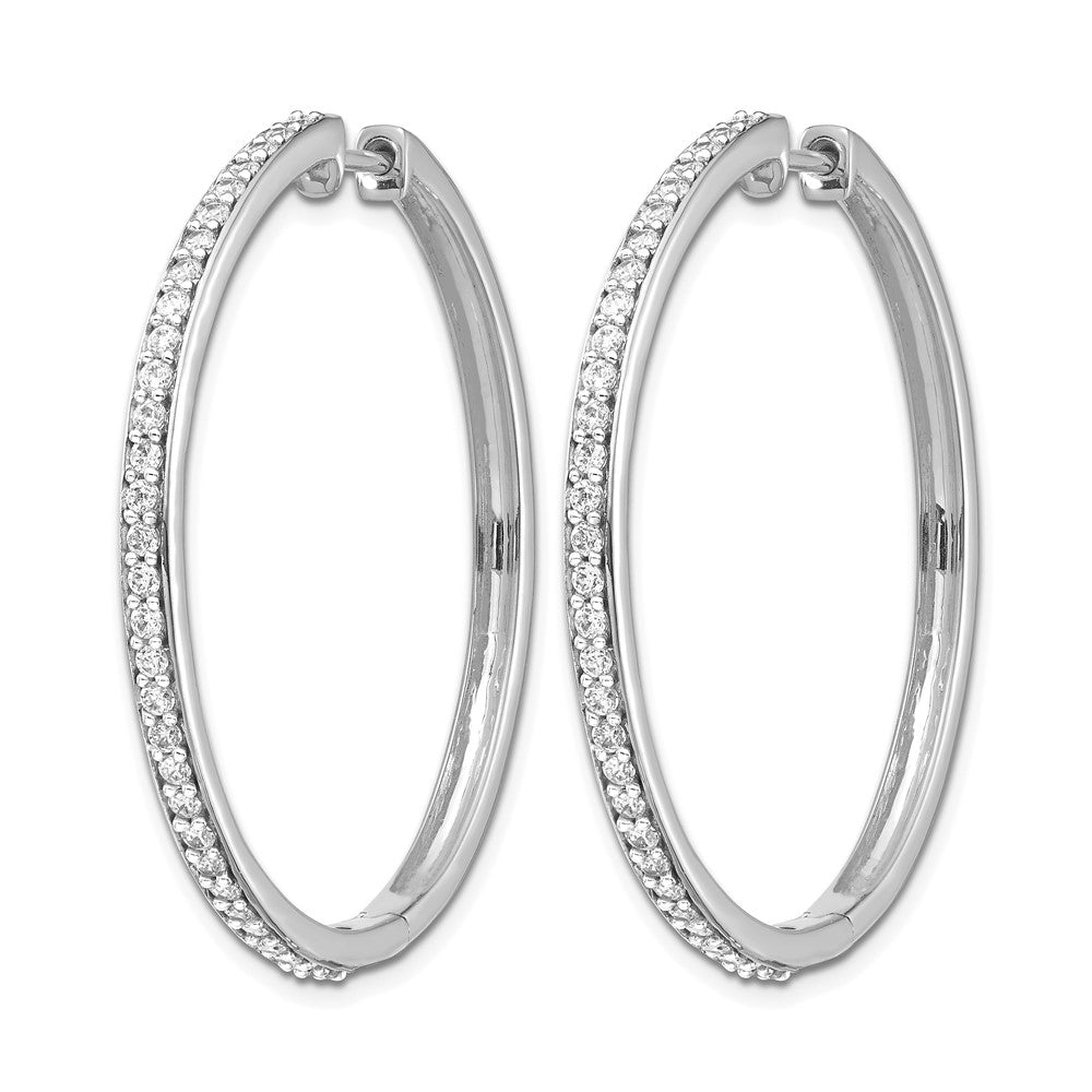 14k White Gold Diamond Hinged Hoop Earrings
