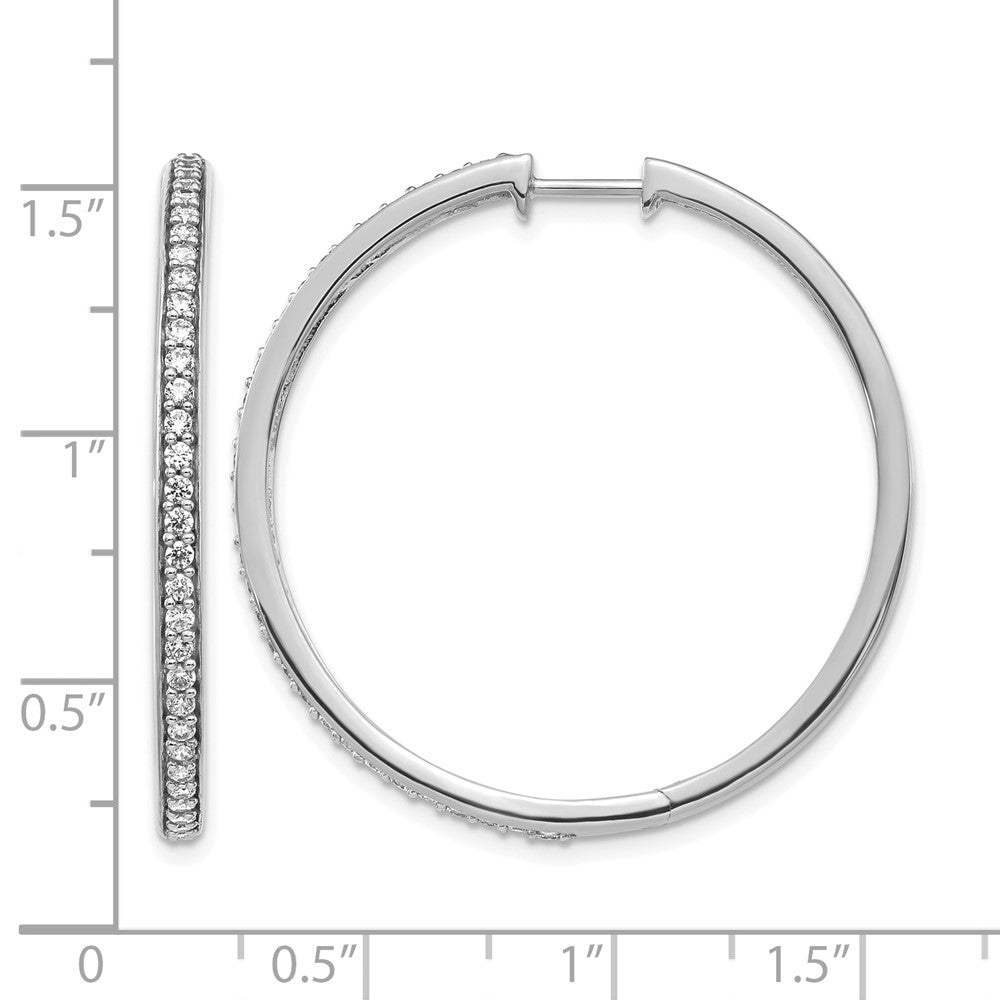 14k White Gold Diamond Hinged Hoop Earrings