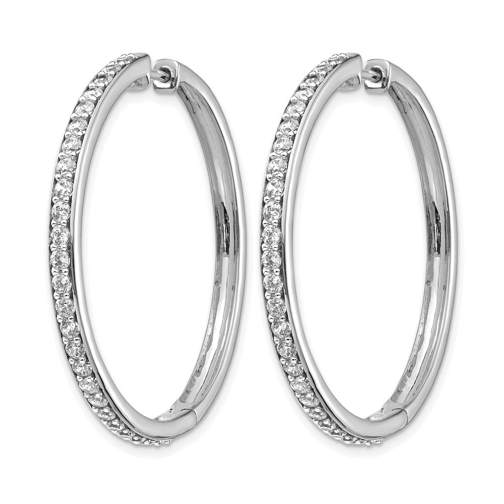 14k White Gold Diamond Hinged Hoop Earrings