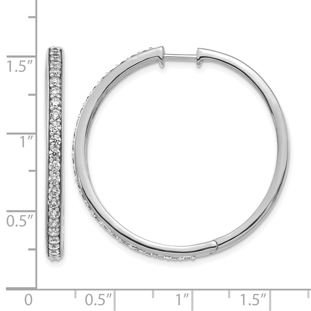 14k White Gold Diamond Hinged Hoop Earrings