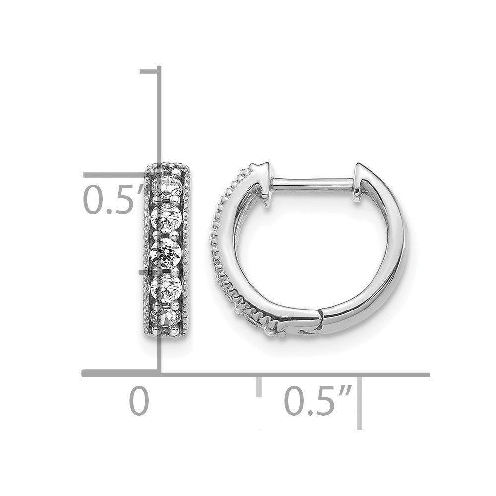 10k White Gold Diamond Milgrain Hinged Hoop Earrings