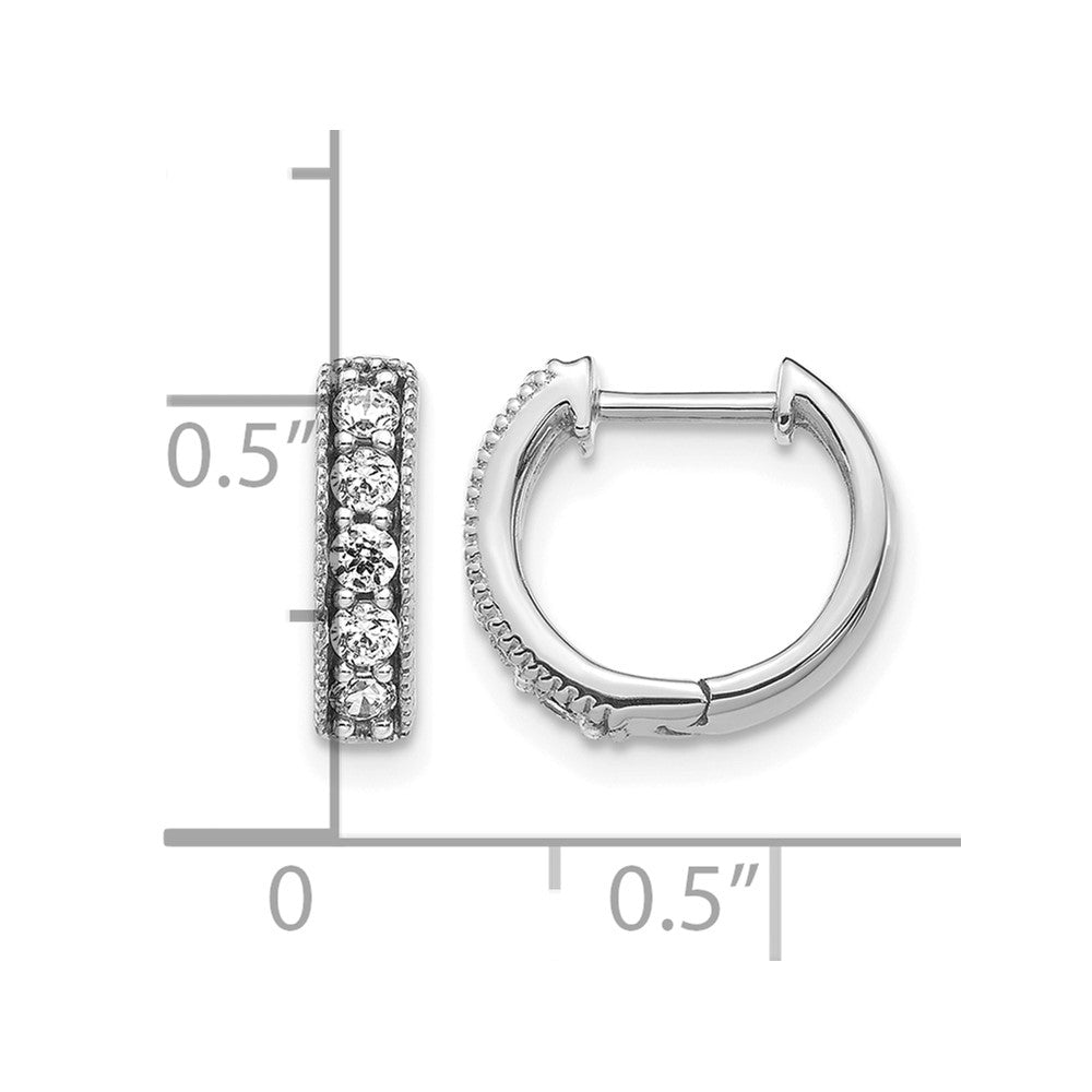 14k White Gold Diamond Milgrain Hinged Hoop Earrings