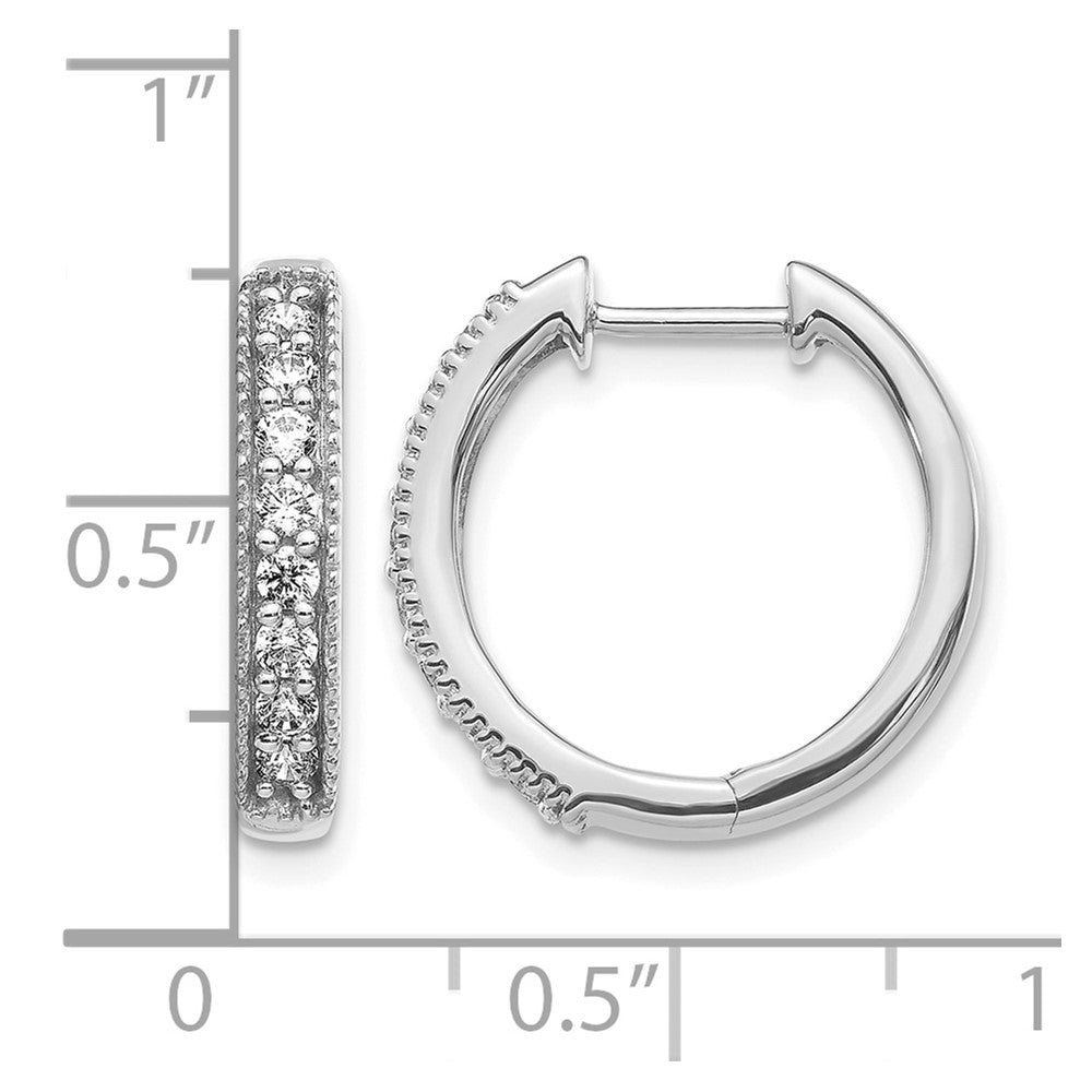 14k White Gold Diamond Milgrain Hinged Hoop Earrings