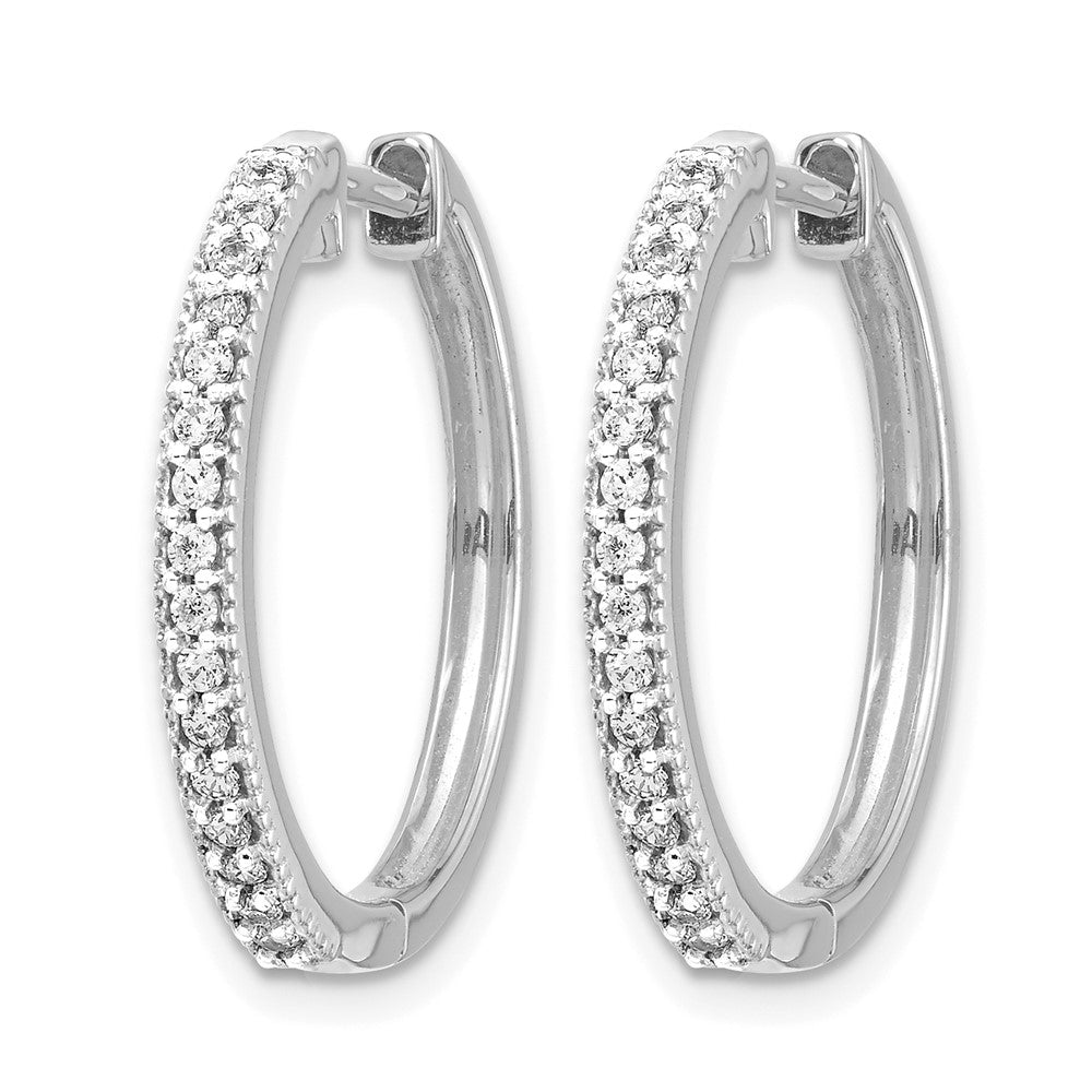 14k White Gold Diamond Milgrain Hinged Hoop Earrings