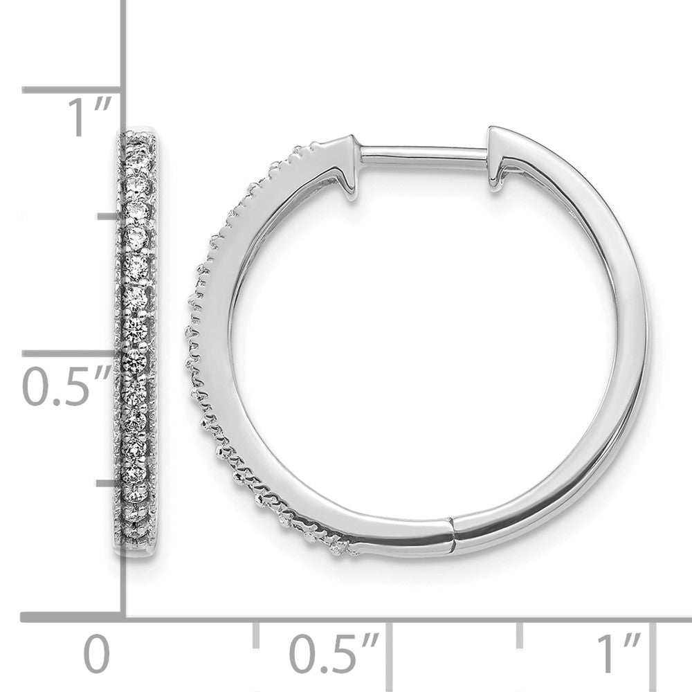 14k White Gold Diamond Milgrain Hinged Hoop Earrings