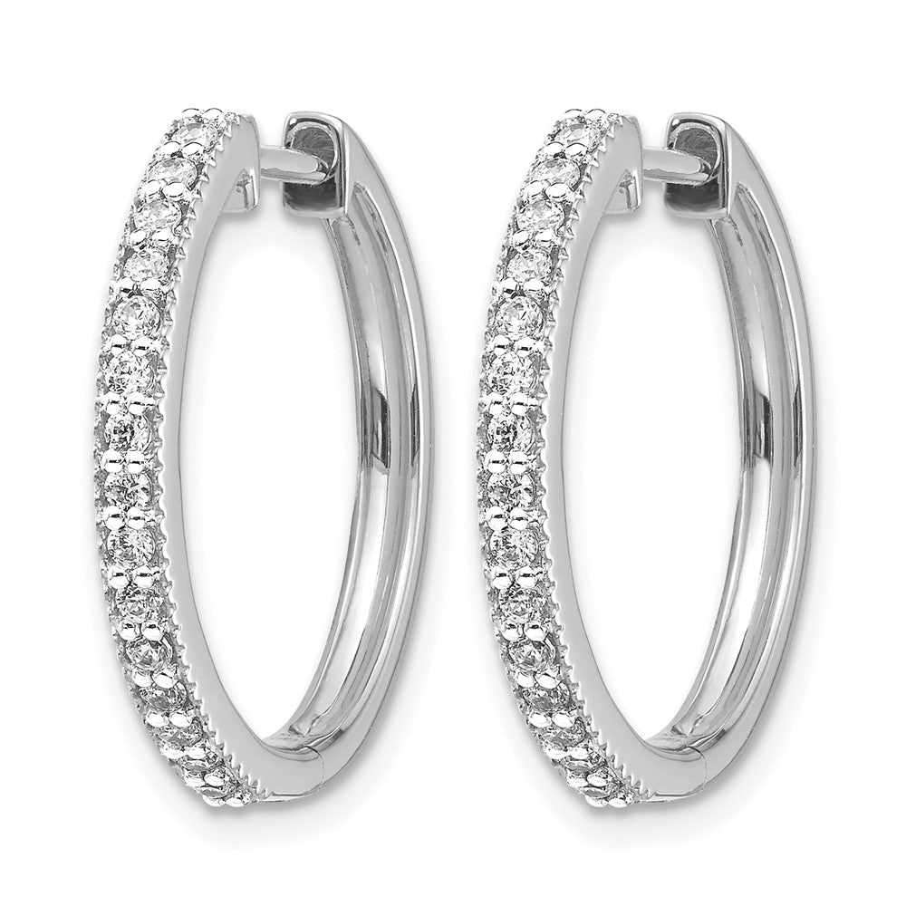 14k White Gold Diamond Milgrain Hinged Hoop Earrings