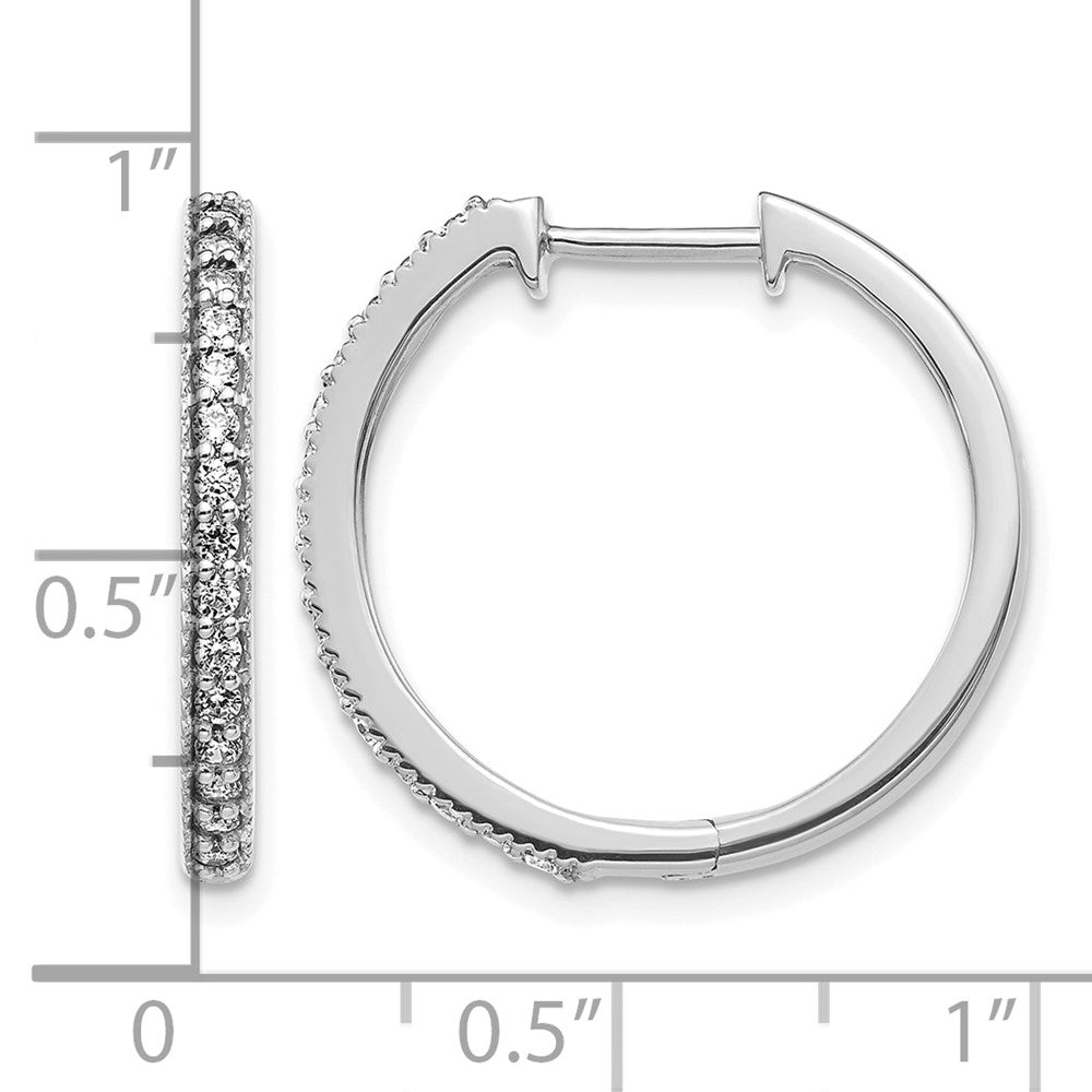 14k White Gold Diamond Milgrain Hinged Hoop Earrings