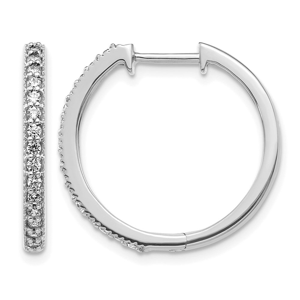 14k White Gold Diamond Milgrain Hinged Hoop Earrings