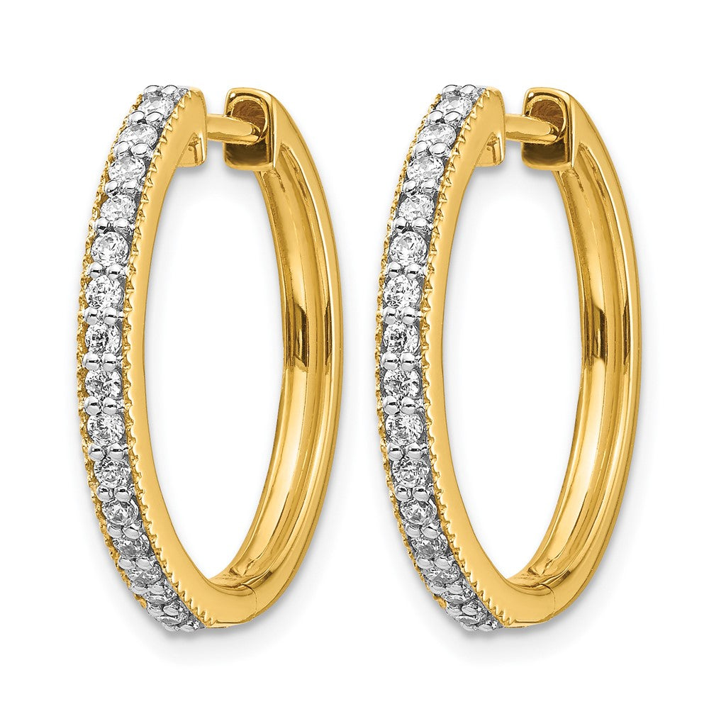 14k Yellow Gold Diamond Milgrain Hinged Hoop Earrings