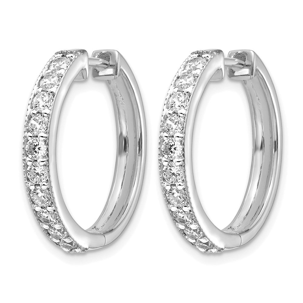 14k White Gold Diamond Milgrain Hinged Hoop Earrings