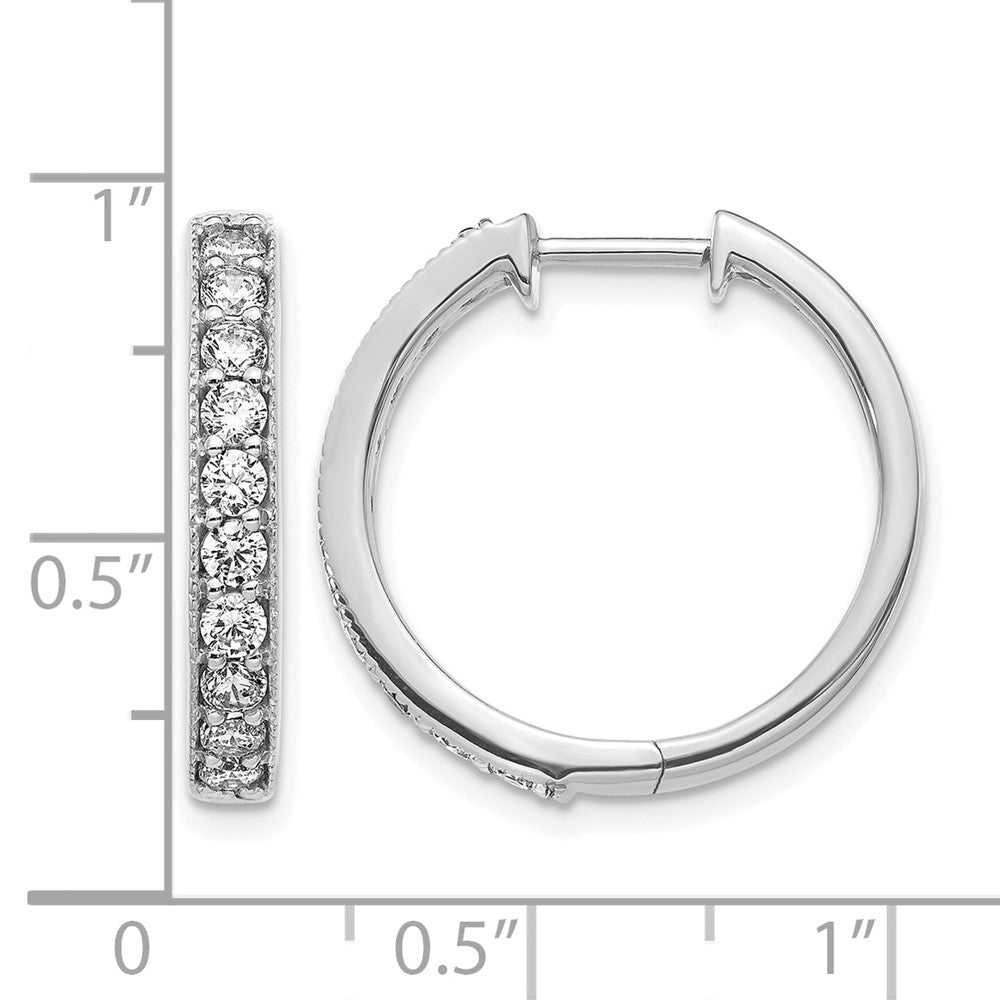 14k White Gold Diamond Milgrain Hinged Hoop Earrings
