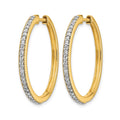 14k Yellow Gold Diamond Milgrain Hinged Hoop Earrings