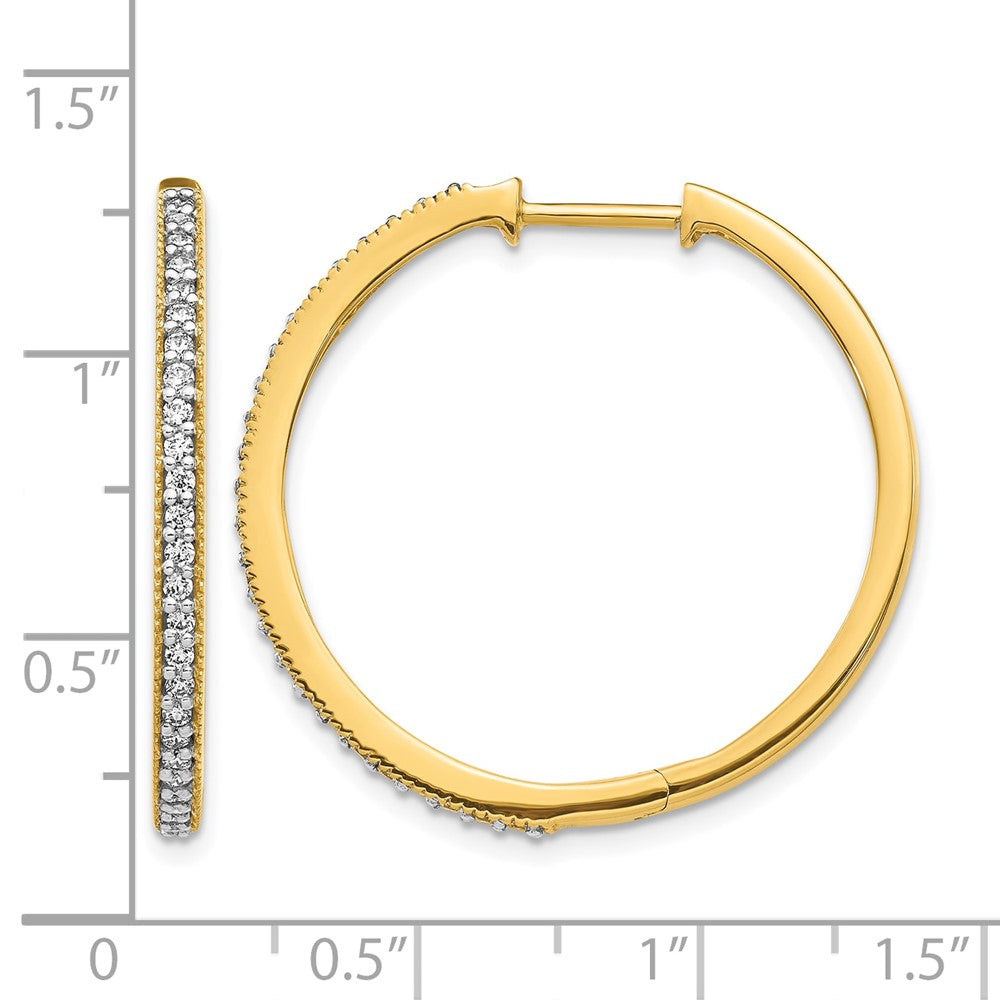 14k Yellow Gold Diamond Milgrain Hinged Hoop Earrings