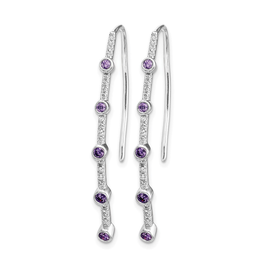 14k White Gold Diamond and Amethyst Earrings
