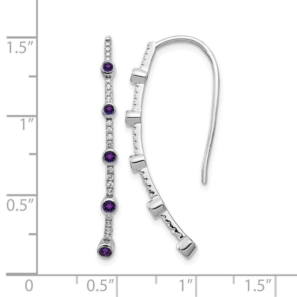 14k White Gold Diamond and Amethyst Earrings