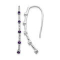 14k White Gold Diamond and Amethyst Earrings