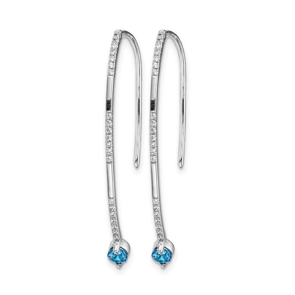 14k White Gold Diamond and Blue Topaz Earrings