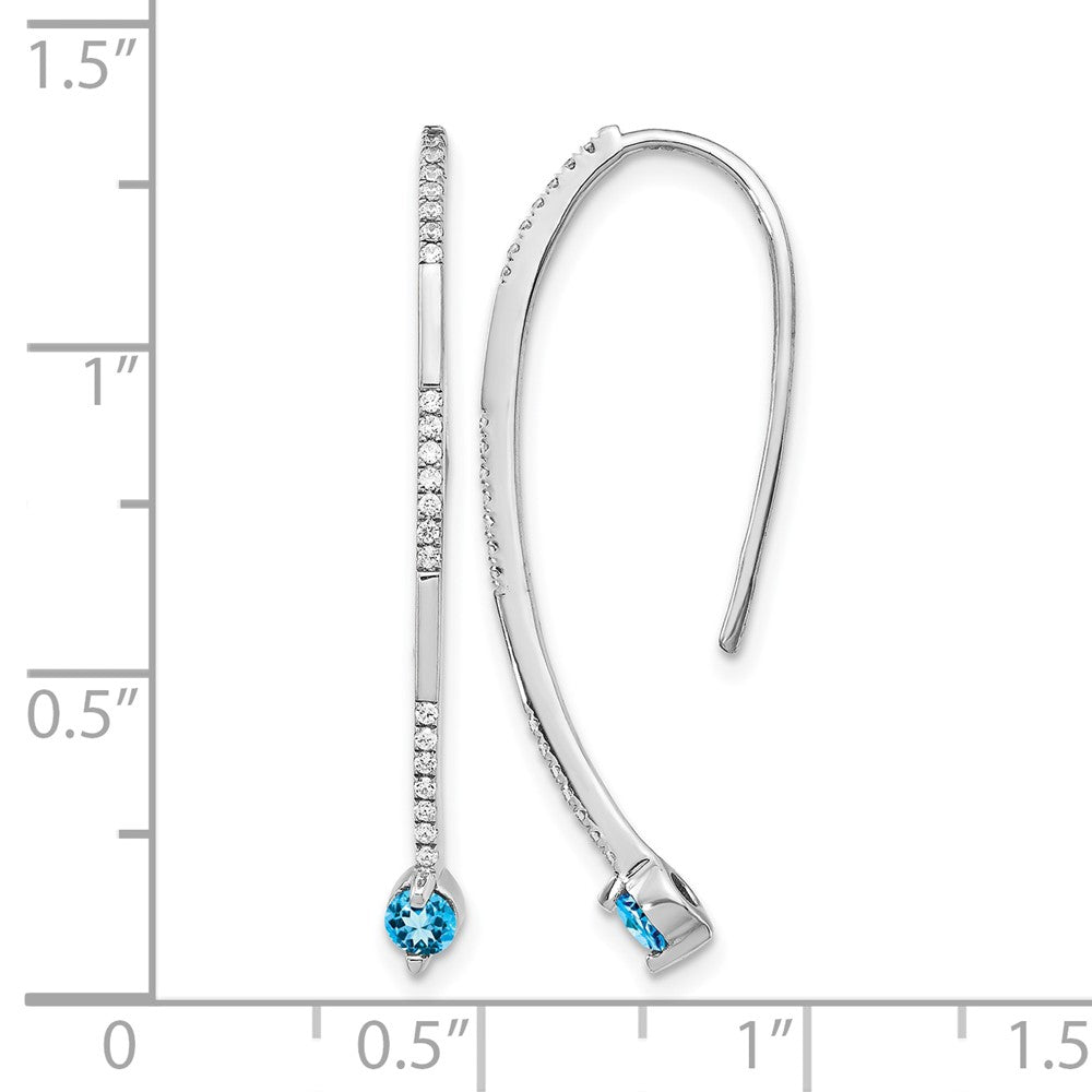 14k White Gold Diamond and Blue Topaz Earrings