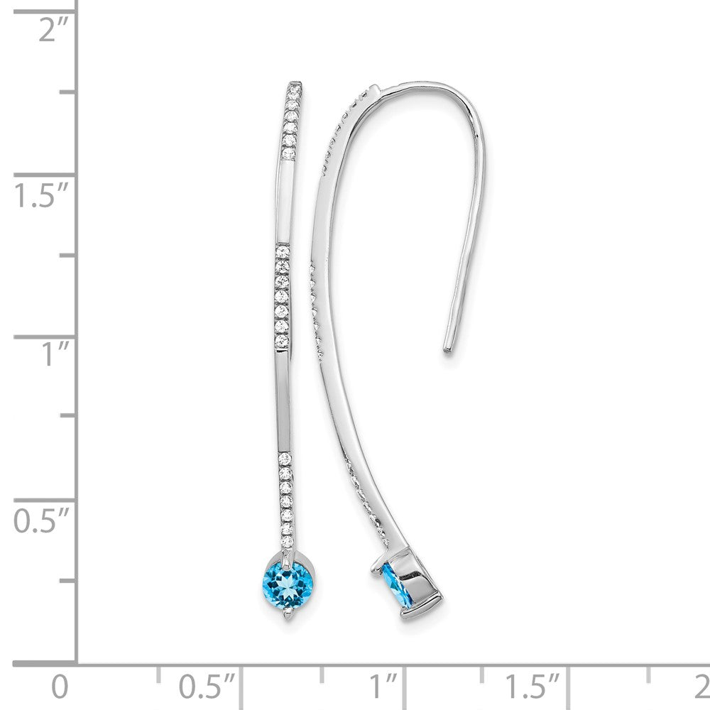 14k White Gold Diamond and Blue Topaz Earrings