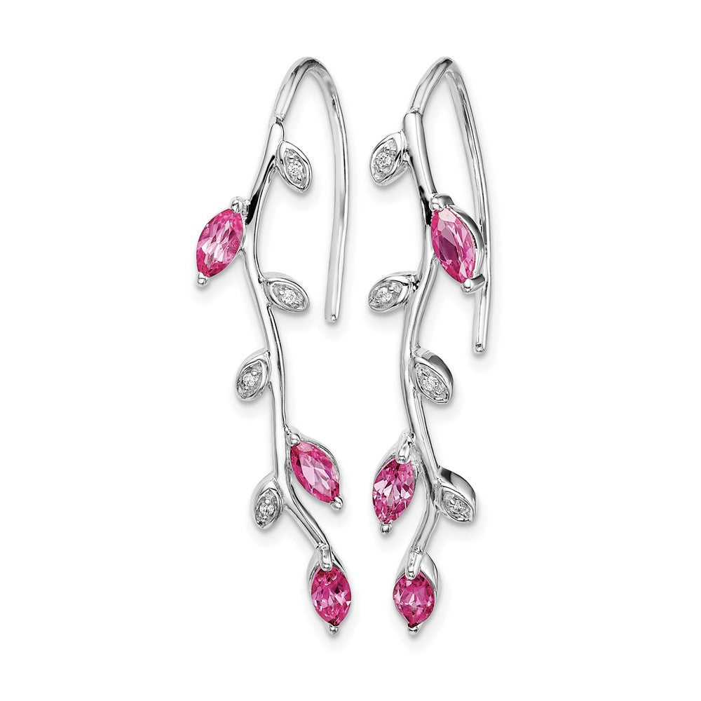 14k White Gold Diamond and Pink Sapphire Earrings