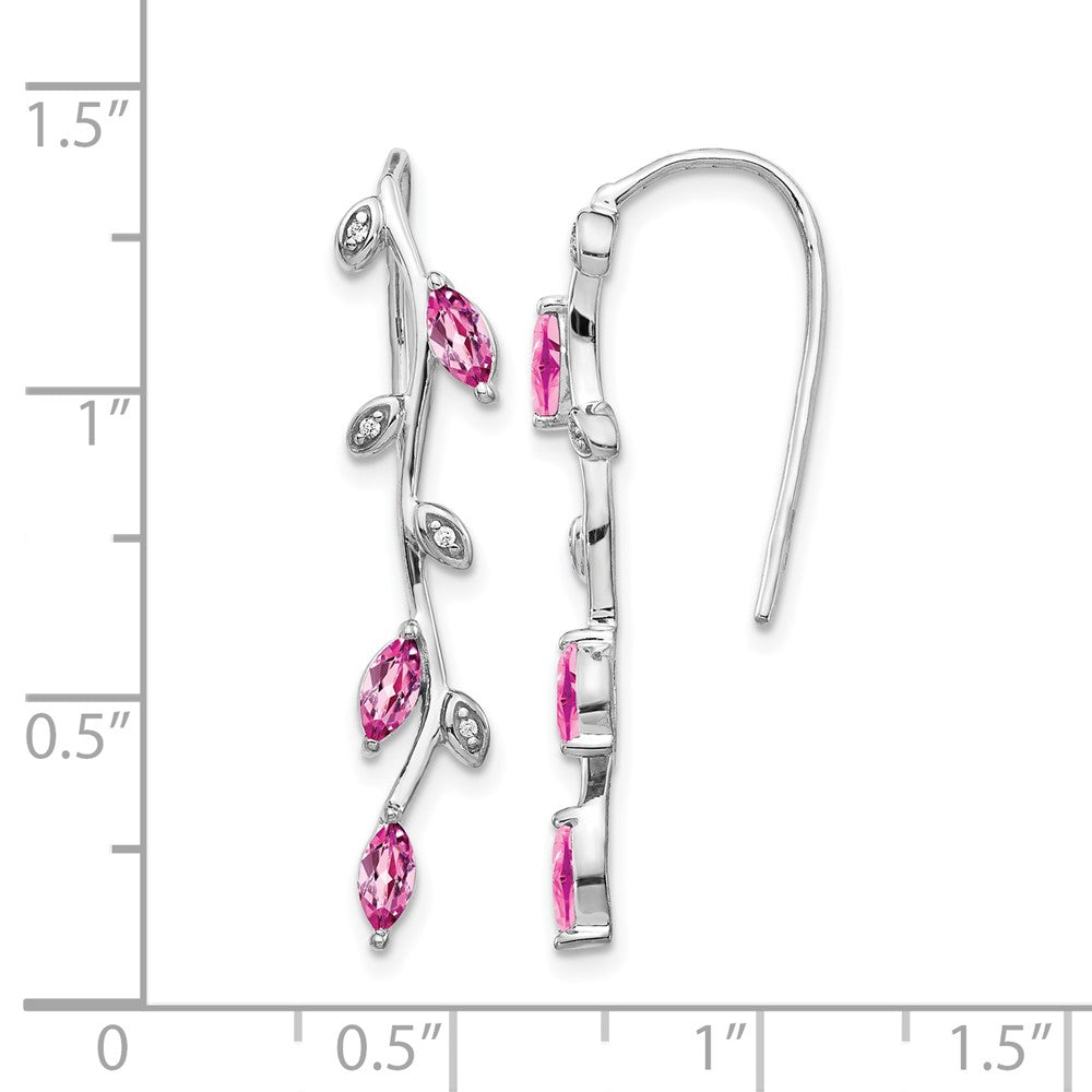 14k White Gold Diamond and Pink Sapphire Earrings