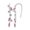 14k White Gold Diamond and Pink Sapphire Earrings