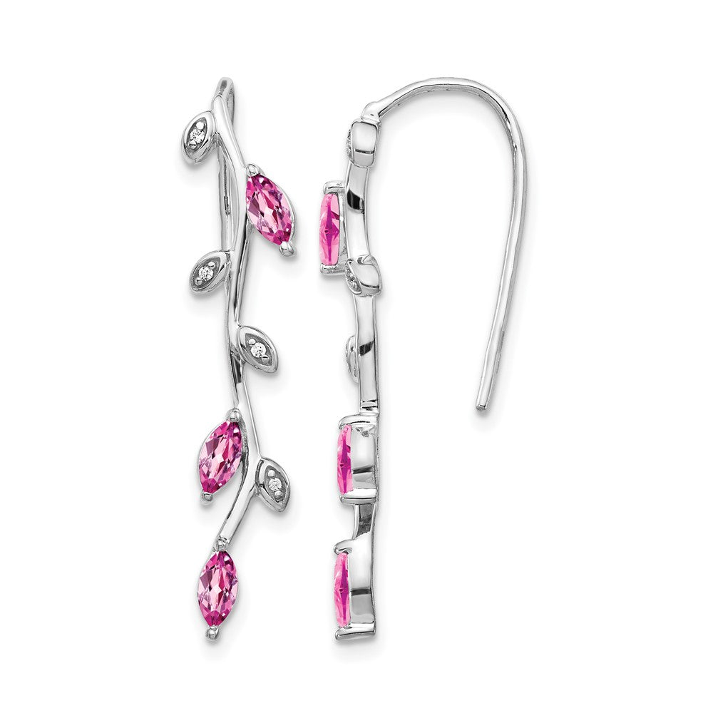 14k White Gold Diamond and Pink Sapphire Earrings