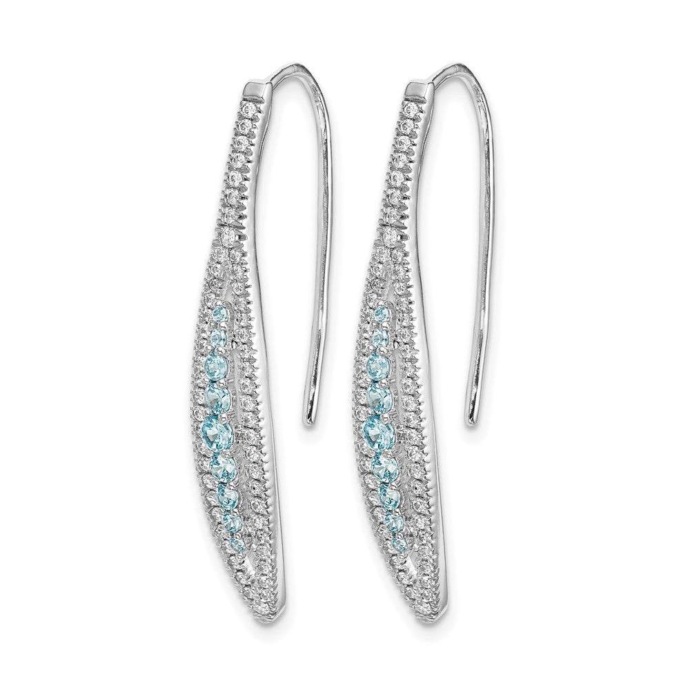 14k White Gold Diamond and Aquamarine Earrings
