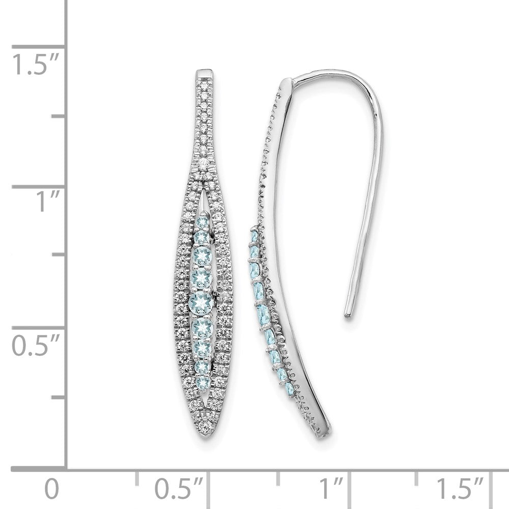 14k White Gold Diamond and Aquamarine Earrings