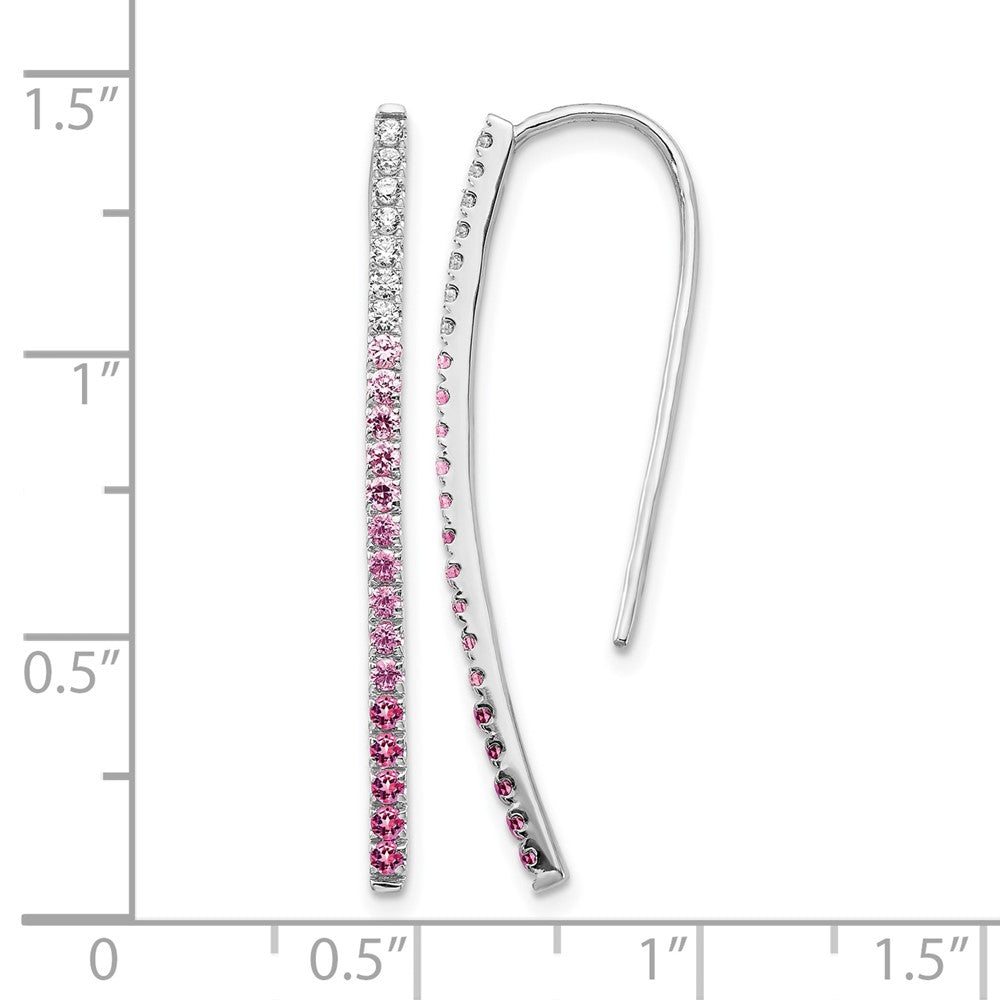 14k White Gold Diamond and Pink Sapphire Earrings