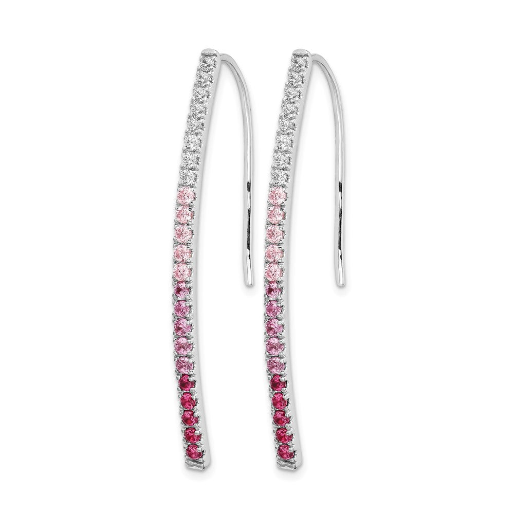 14k White Gold Diamond and Pink Sapphire Earrings