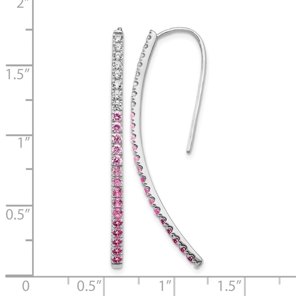 14k White Gold Diamond and Pink Sapphire Earrings