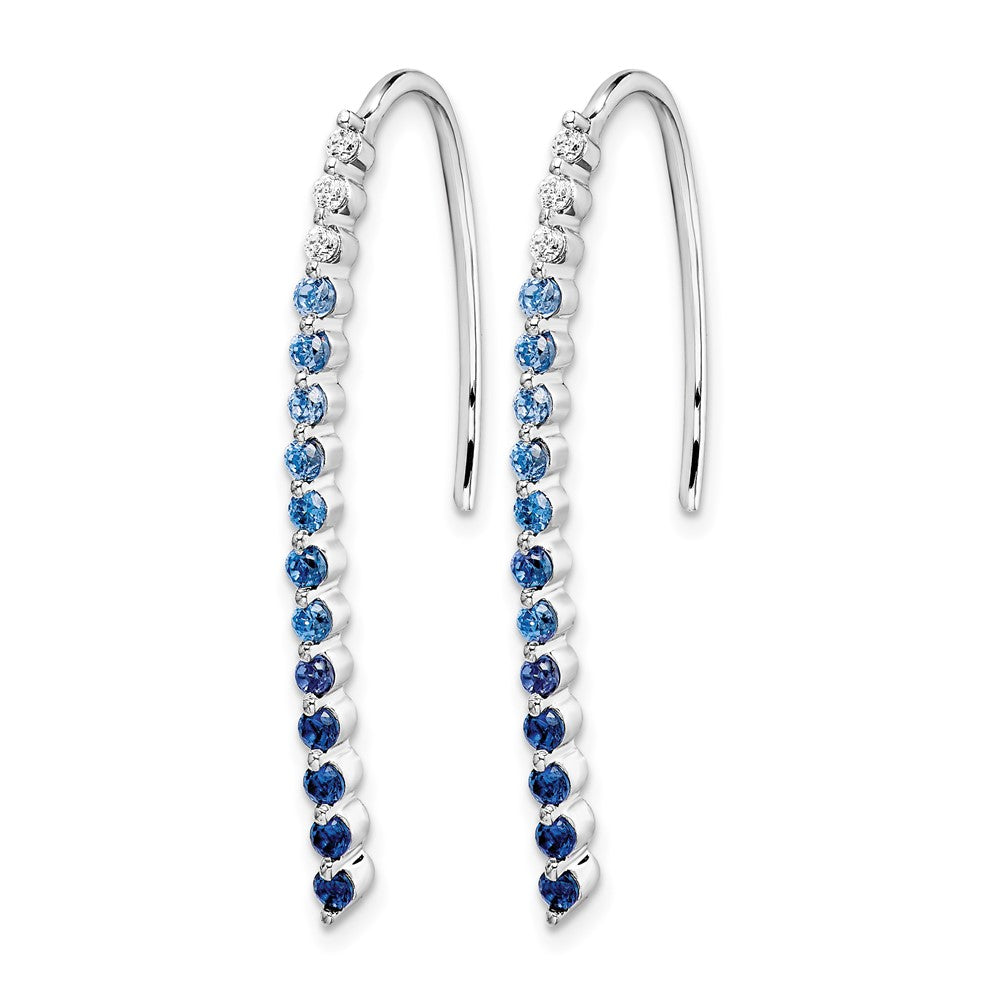 14k White Gold Diamond and Sapphire Earrings