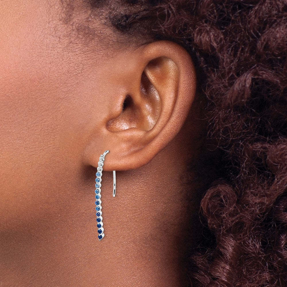 14k White Gold Diamond and Sapphire Earrings