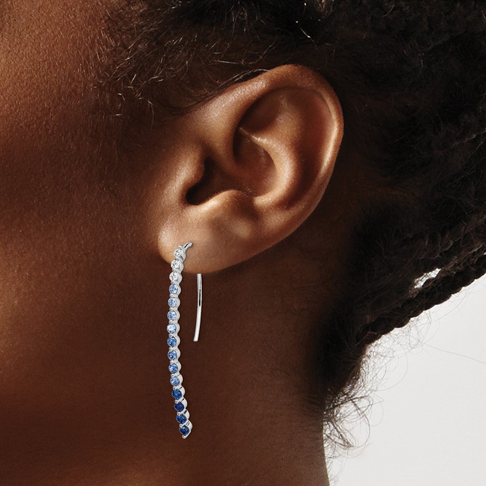 14k White Gold Diamond and Sapphire Earrings