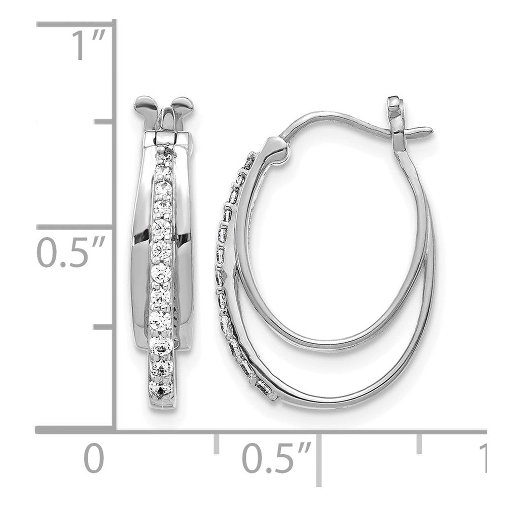 10k White Gold Diamond Hoop Earrings