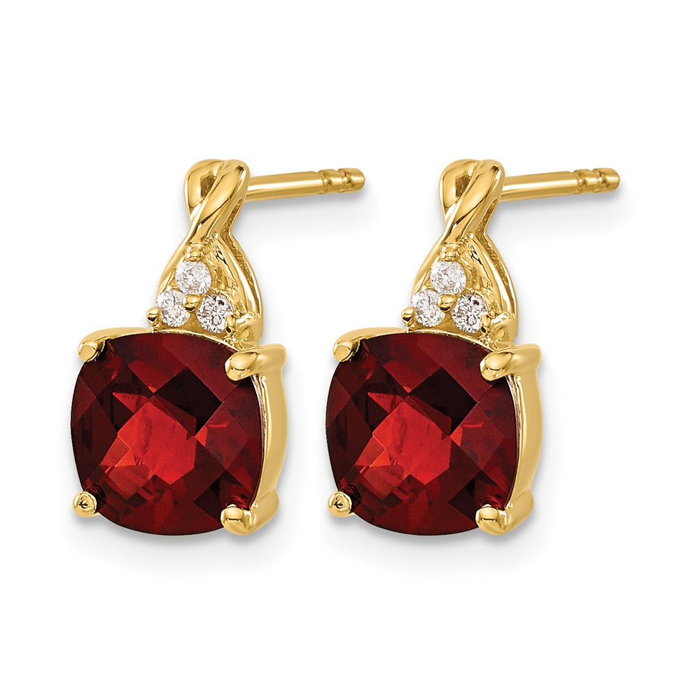 10k Checkerboard Garnet and Diamond Earrings
