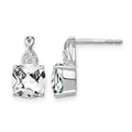 14K White Gold Checkerboard White Topaz and Diamond Earrings