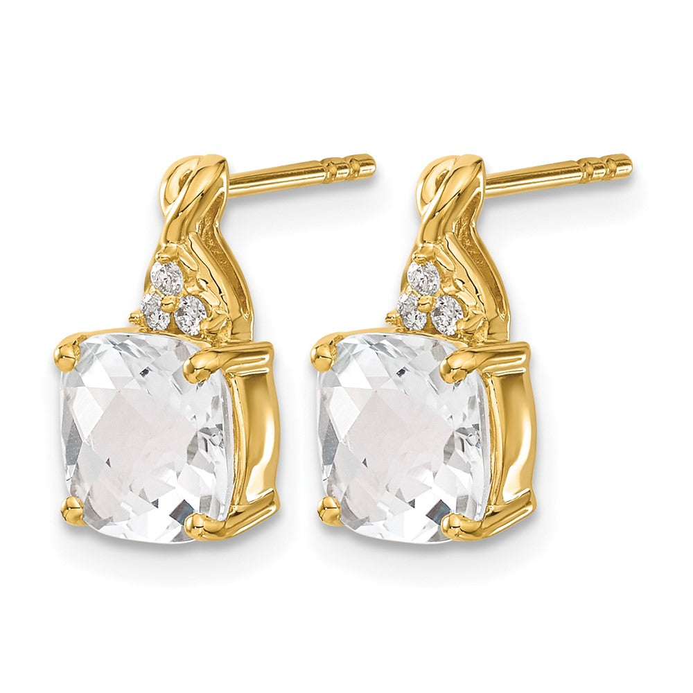 14k Checkerboard White Topaz and Diamond Earrings