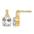 14k Checkerboard White Topaz and Diamond Earrings