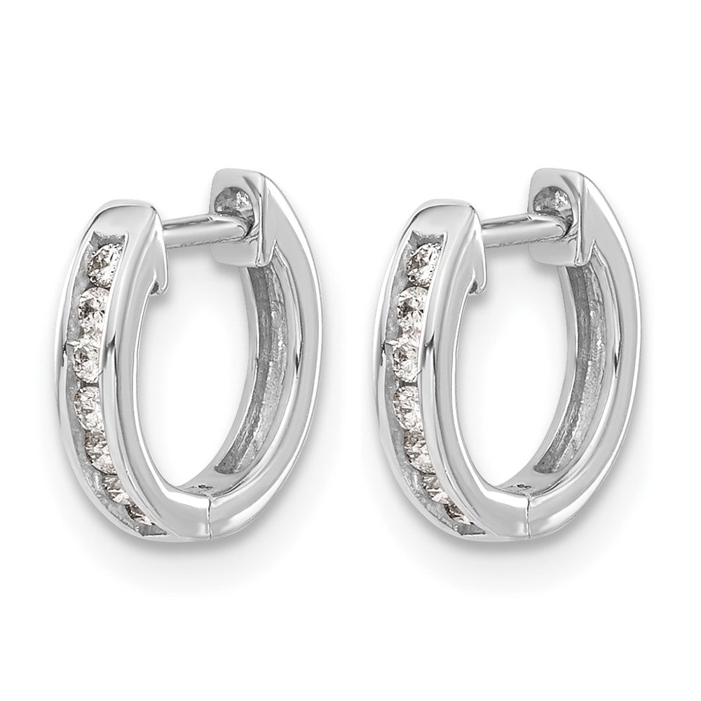 10k White Gold Diamond Hinged Hoop Earrings